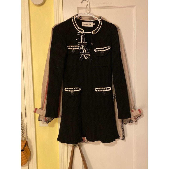 [sold] Self-Portrait Melange Knit Mini Dress in Black - Picture 6 of 10